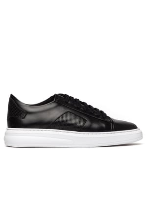 Erkek Kalın Beyaz Tabanlı Hakiki Deri Sneaker
