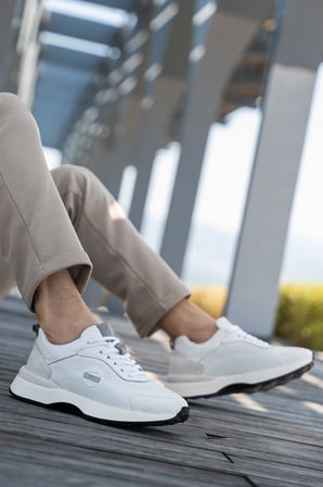 Erkek Bağcıklı Hakiki Deri Süet Detaylı Sneaker