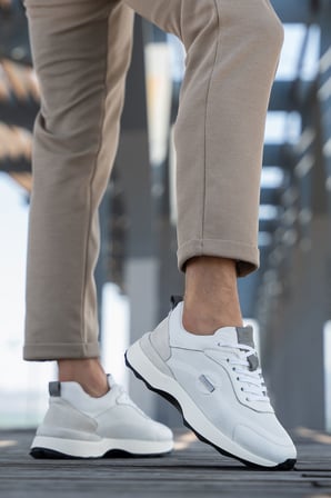 Erkek Bağcıklı Hakiki Deri Süet Detaylı Sneaker