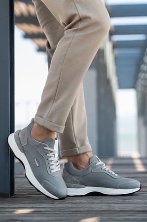 Erkek Bağcıklı Hakiki Deri Süet Detaylı Sneaker
