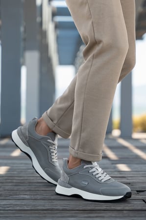 Erkek Bağcıklı Hakiki Deri Süet Detaylı Sneaker