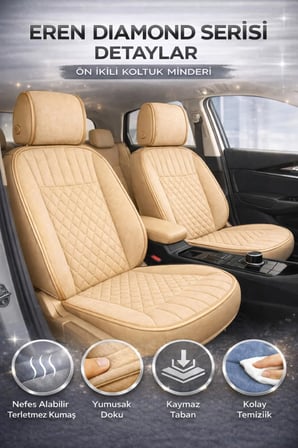 Toyota Camry 2012 ve Sonrası Uyumlu Eren Daimond Bej 2'li Minder Seti