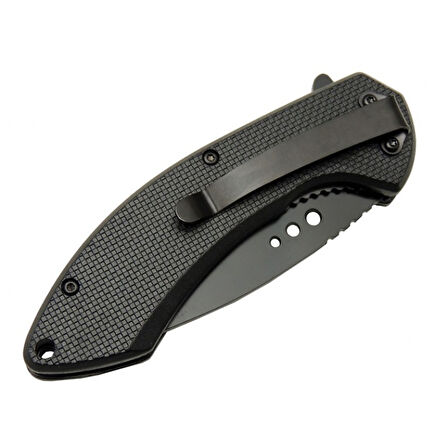 4215 Kırmızı Kamp Çakı 20cm- Yarı Otomatik, Oluklu