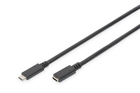 USB Tip C™ Uzatma Kablosu, Tip C Erkek &lt;-&gt; Tip C Dişi, 2 metre, 3A, 480MB, 2.0 Versiyon, CE, siyah renk