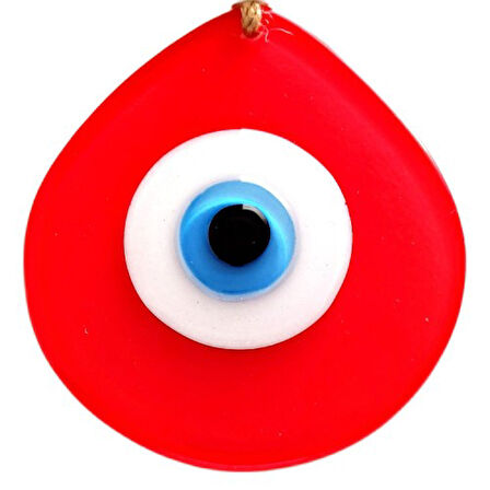 Nazar Boncuklu Damla Model Nar Çiçeği Rengi El Yapımı Cam Duvar Süsü