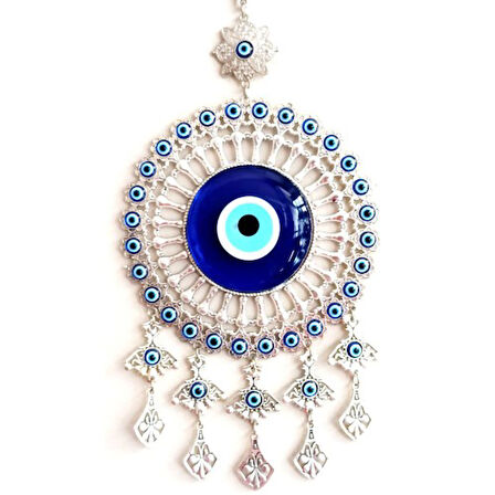 Yuvarlak Nikel Zamak Kaplamalı Nazar Boncuğu Duvar Süsü