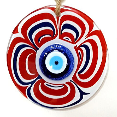 Cam Nazar Boncuklu Kırmızı Şeker Modelli Duvar Süsü