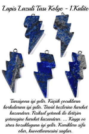 Sertifikalı Şimşek Model Lapis Lazuli Taşı Kolye - Aaa+ Kalite