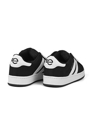 Unisex Siyah Beyaz-Beyaz Bağcıklı Rahat Sneaker Günlük Spor Ayakkabı