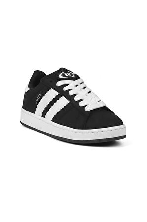 Unisex Siyah Beyaz-Beyaz Bağcıklı Rahat Sneaker Günlük Spor Ayakkabı