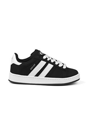 Unisex Siyah Beyaz-Beyaz Bağcıklı Rahat Sneaker Günlük Spor Ayakkabı