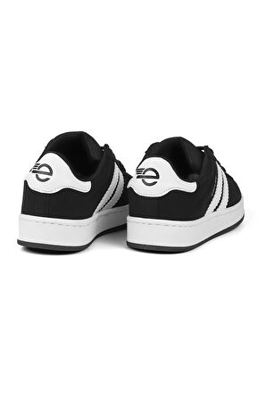 Unisex Siyah Beyaz Bağcıklı Rahat Sneaker Günlük Spor Ayakkabı