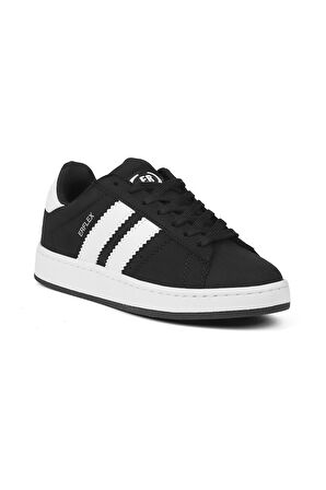Unisex Siyah Beyaz Bağcıklı Rahat Sneaker Günlük Spor Ayakkabı