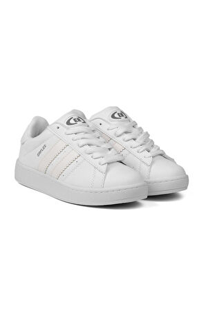 Unisex Beyaz Bağcıklı Rahat Sneaker Günlük Spor Ayakkabı