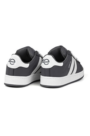 Unisex Gri Beyaz Siyah Bağcıklı Rahat Sneaker Günlük Spor Ayakkabı