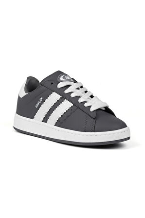 Unisex Gri Beyaz Siyah Bağcıklı Rahat Sneaker Günlük Spor Ayakkabı