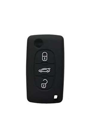 Citroen Berlingo Xsara Picasso C2 C3 C4 C5 C6 C8 Uyumlu 3 Tuş Silikon Anahtar Koruma Kılıf Siyah