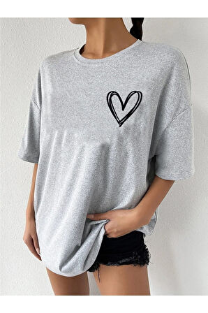 Unisex Siyah Oversize Baskılı T-shirt