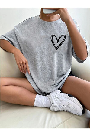 Unisex Siyah Oversize Baskılı T-shirt