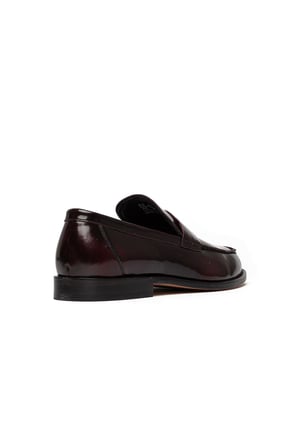 Erkek Parlak Hakiki Deri Klasik Loafer Ayakkabı
