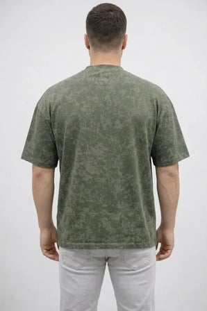 Erkek Premium Tişört OSY Yumuşak Dokulu Yıkamalı Oversize T-Shirt - Haki
