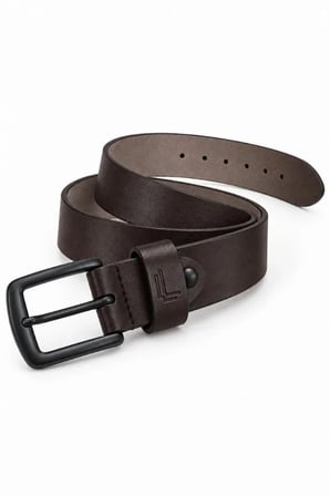 Erkek Koyu Kahverengi 3,5 Cm Metal Tokalı Kot Ve Kumaş Pantolon Kemeri