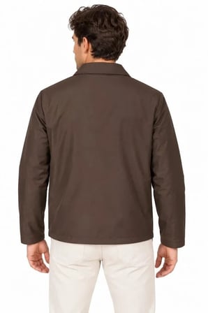 Erkek Su İtici Rüzgar Keser Astarlı Tam Fermuarlı 4 Mevsim Regular Fit Mont Ceket - Kahverengi