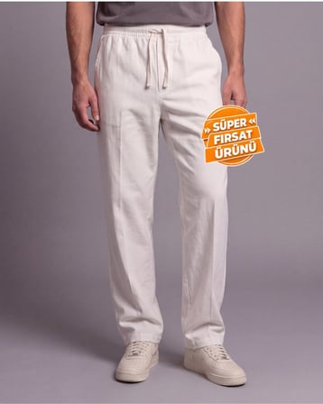 Erkek Rahat Kalıp Keten Pantolon