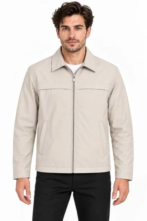 Erkek Su İtici Rüzgar Keser Astarlı Tam Fermuarlı 4 Mevsim Regular Fit Mont Ceket - Gri