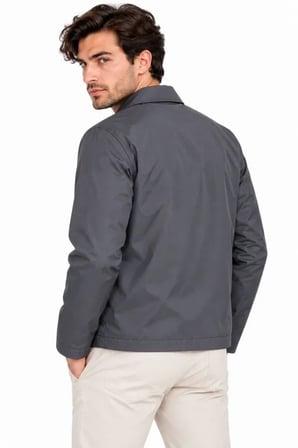 Erkek Su İtici Rüzgar Keser Astarlı Tam Fermuarlı 4 Mevsim Regular Fit Mont Ceket - Füme