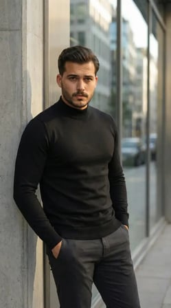 Erkek Yarım Balıkçı Yaka Pamuklu Triko