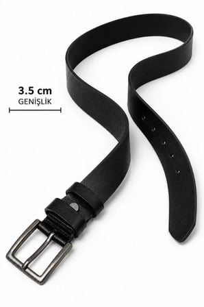 Erkek Hakiki Deri 3.5 Cm Klasik Kemer Metal Tokalı Günlük Ve Klasik Kullanım