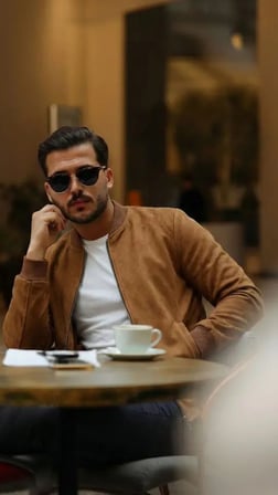 Erkek Scuba Süet Kumaş Bomber Hırka