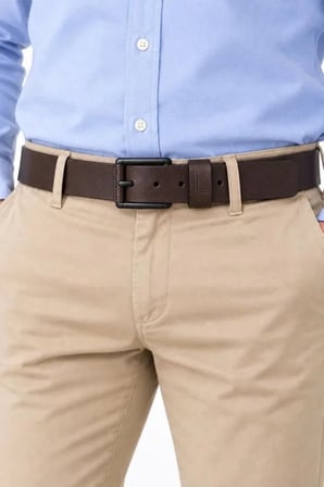 Erkek Koyu Kahverengi 4 Cm Metal Tokalı Kot Ve Kumaş Pantolon Kemeri