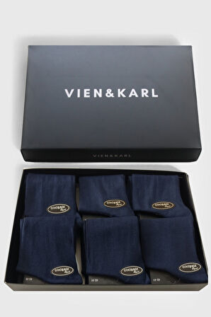 Erkek Lacivert Bambu Çorap 6'lı Premium Kutu