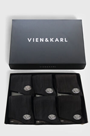 Erkek Siyah Bambu Çorap 6'lı Premium Kutu