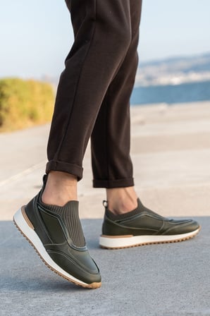 Erkek Hakiki Deri Slip-On Sneaker