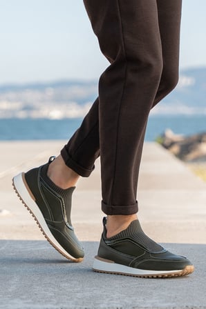 Erkek Hakiki Deri Slip-On Sneaker