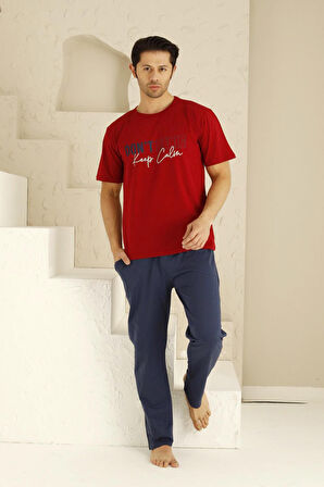 Nisanca Yazlık Kısa Kol %100 Pamuk Erkek Pijama Takımı - Babalar Günü Özel Seri