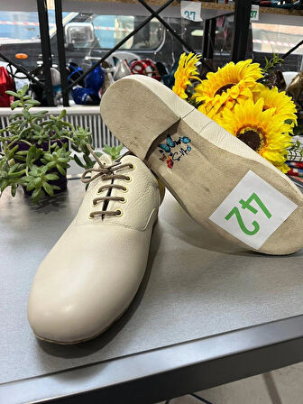 KREM DERİ -DERİ ASTARLI ERKEK İÇİN TANGO VE DANS AYAKKABISI