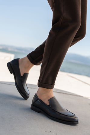 Erkek Hakiki Deri Rubber Taban Klasik Loafer Ayakkabı