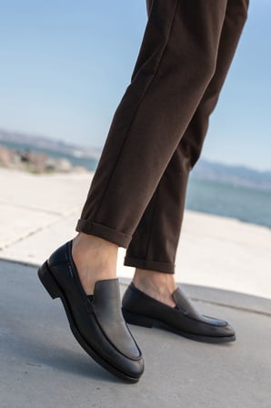 Erkek Hakiki Deri Rubber Taban Klasik Loafer Ayakkabı