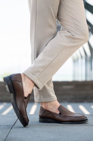 Erkek Hakiki Deri Rubber Taban Klasik Loafer Ayakkabı