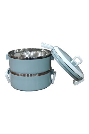 Vakumlu 2 Katlı Yemek Termosu Mavi 1,5 Litre