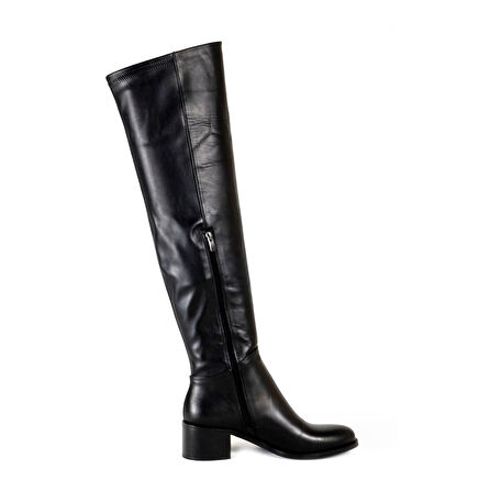 TwoEgoist Hakiki Deri Diz Üstü Streç Çizme