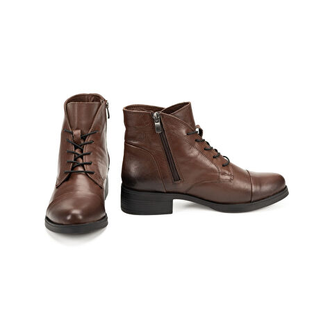 TwoEgoist Kadın Hakiki Deri Kısa Rahat Topuklu Bot