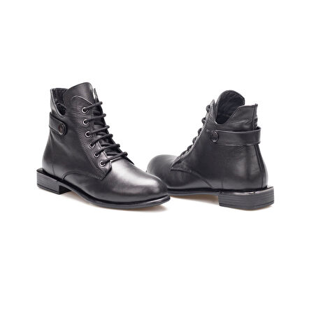 TwoEğoist Kadın Hakiki Deri Bilek Boy Kısa Topuk Tasarım Şık Bot