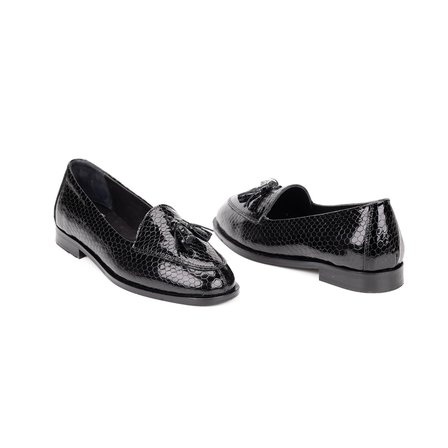 Kadın Hakiki Rugan Deri Günlük  Klasik Loafer Ayakkabı