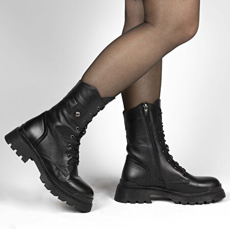 TwoEgoist Kadın Hakiki Deri Uzun Postal Bot