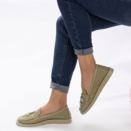 Kadın Hakiki Yumuşak Deri  Günlük Loafer Babet Ayakkabı